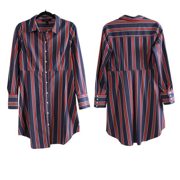 Forever 21 Striped Shirt Dress - Picture 2 of 16